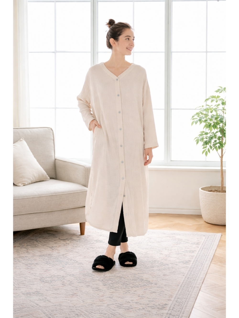 Japan brand Angelliebe Cotton Gauze Shirt Dress